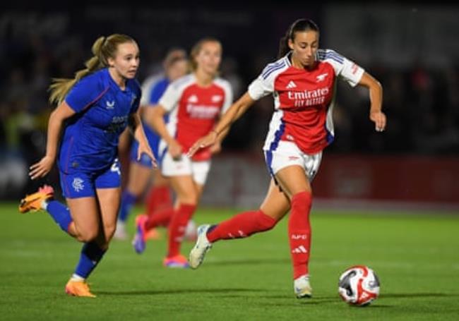 Rosa Kafaji in action during Arsenal’s Champions League qualifier against Rangers